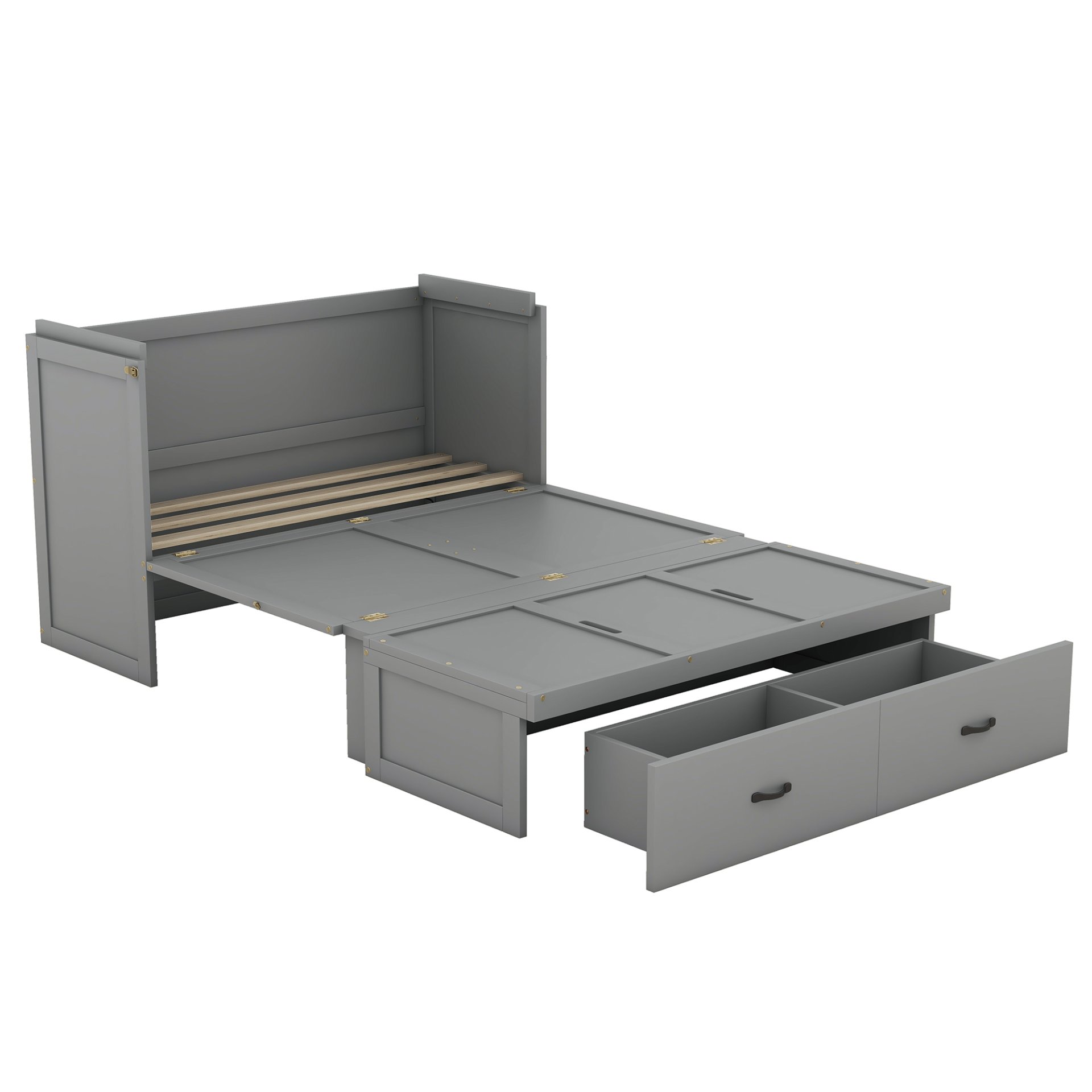 Full Size Murphy Bed With USB Port And A Large Drawer - Gray - Image 6