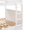 Full Over Full Bunk Bed With Twin Size Trundle, Guardrails - White - Image 9