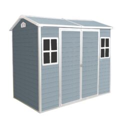 8 X 4Ft Resin Outdoor Storage Shed With Two - Window And Double - Door, Plastic Shed With Floor For Gargen, Patio, Yard, Lawn - Gray