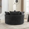 360° Swivel Accent Barrel Chair With Storage Ottoman & 4 Pillows, Modern Chenille Leisure Chair Round Accent For Living Room - Gray - Image 15