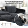 Sectional With Bluetooth Speaker Comfy Cloud Couch Set With Drop Down Table Cup Holders, USB Charger Storage Armrest Wide Seat Sofa - Dark Gray - Image 20