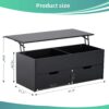 Lift-Top Coffee Table With Storage Center Tables Hidden Compartment & 2 Drawers, Sofa Table For Living Room - Black - Image 7
