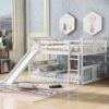 Full Over Full Bunk Bed With Ladder With Slide - White - Image 9
