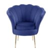 Angelina - Velvet Scalloped Back Barrel Accent Chair With Metal Legs - Blue - Image 3