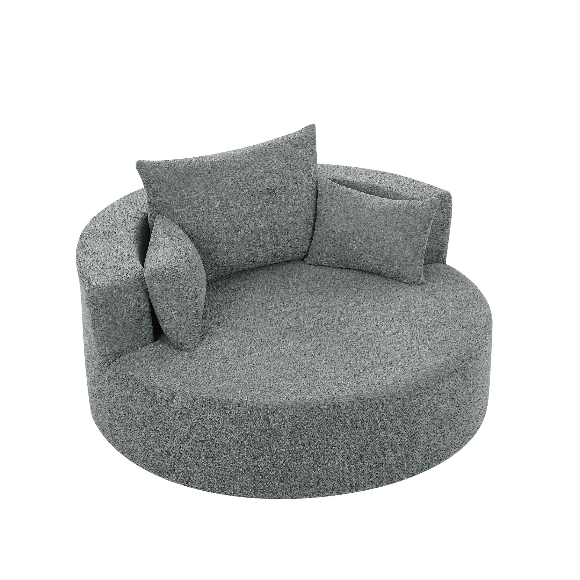 360° Swivel Chair Accent Barrel Chair Swivel Round Sofa Chair With 3 Removable Pillows For Living Room, Office And Hotel - Gray - Image 18