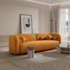 Donna - Japandi Style Boucle Sofa - Dark Yellow / Rustic - Image 4