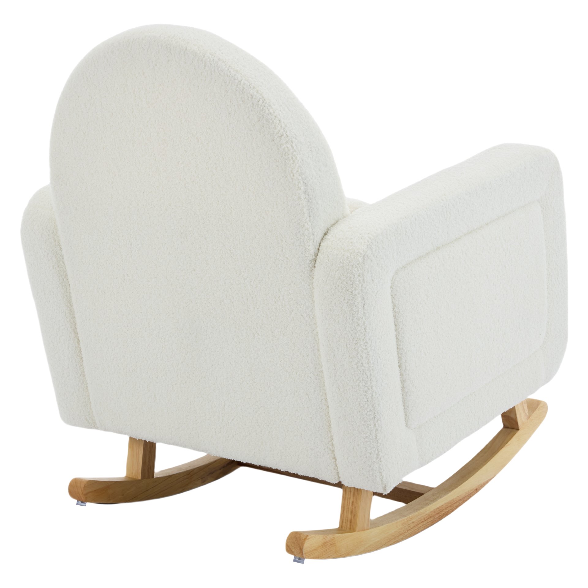 Accent Rocking Chair With Curved Back & Pillow, Base, Ultimate Comfort For Living Room Or Nursery - Cream White - Image 16
