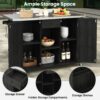 Outdoor Kitchen Island Fir Wood Kitchen Island With Stainless Steel Top, Ample Storage Space, Towel And Spice Racks And A Bottle Opener For Outdoor - Black - Image 6