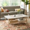 Modern Coffee Table With Extra Storage Manufactured Wood Top Solid Wood Frame - Off White / Natural - Image 2