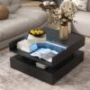Lift Top Coffee Table With 2 Drawers, Hidden Space And LED Lights For Living Room - Black - Image 4