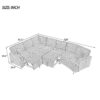 L-Shaped Sofa Sectional Sofa Couch Pull-Out Sofa Bed With Charging Devices And Cup Holders For Living Room - Blue Black - Image 3