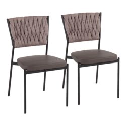 Tania - Braided Contemporary Chair (Set of 2) - Black / Gray / Light Brown