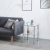 Modern 2 Piece Side Table With Storage Shelf, Tempered Glass, Space Saving Design - Clear - Image 6