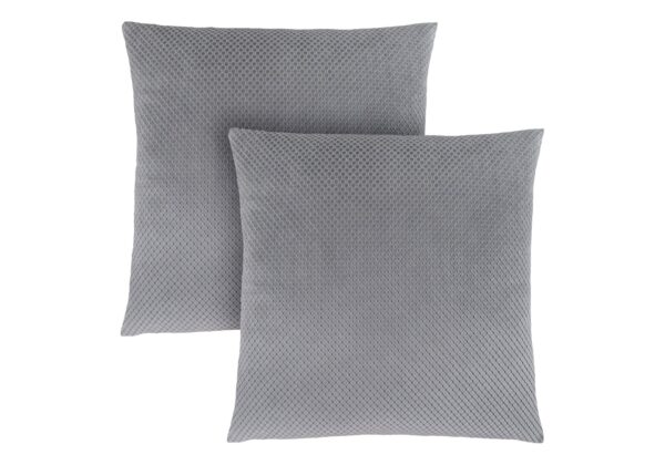 Pillows, Square, Insert Included, Decorative Throw, Hypoallergenic, Modern (Set of 2) - Silver