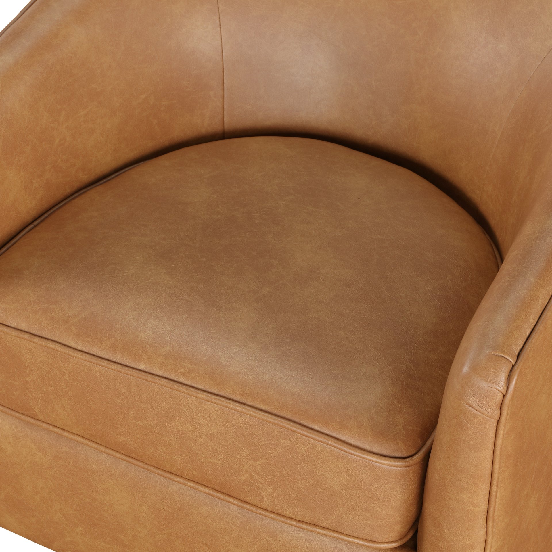 Maisy - Saddle Brown Barrel Swivel Chair With Wood Base - Brown - Image 9
