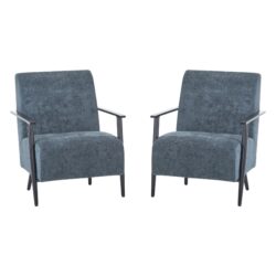 Modern Lounge Chair With Polyester Upholstery And Metal Frame, Ideal For Home Or Office - Blue Gray