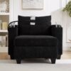 Convertible Chaise Lounge Sofa Chair Bed With USB Ports, Cup Holders & Storage - Black - Image 14