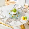 Double Layer Rotatable Round Glass Plate - Gold / Transparent - Image 4