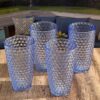 Leading Ware Diamond Cut Acrylic Drinking Glasses (Set of 4), Bpa Free, 19Oz - Blue - Image 2