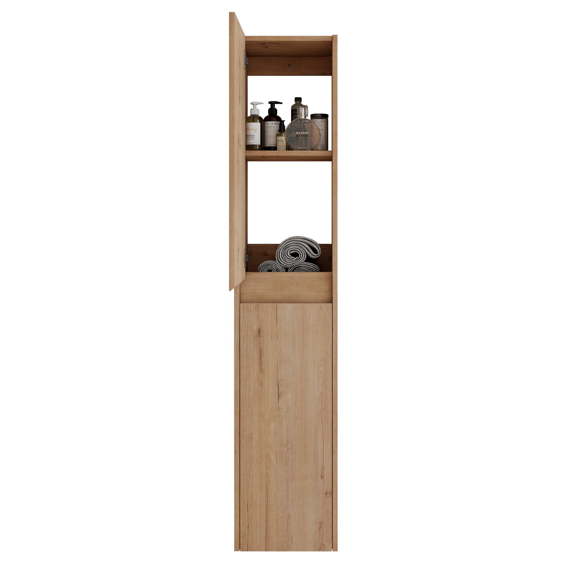 Modern Wall Mounted 30 Inch Bathroom Vanity With Resin Sink And 2 Side Cabinet In Imitative - Imitative Oak - Image 17