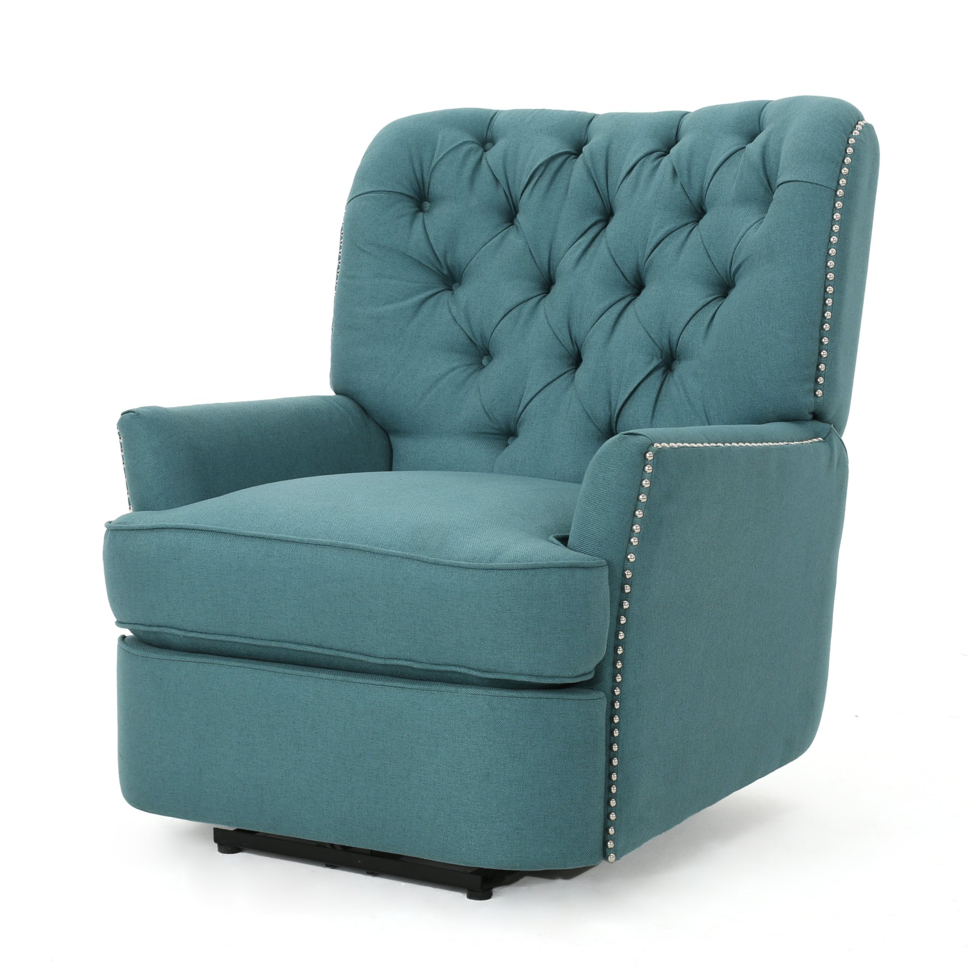 Electric Recliner Chair With Elegant Copper Accents And Soft Upholstery - Teal - Image 4