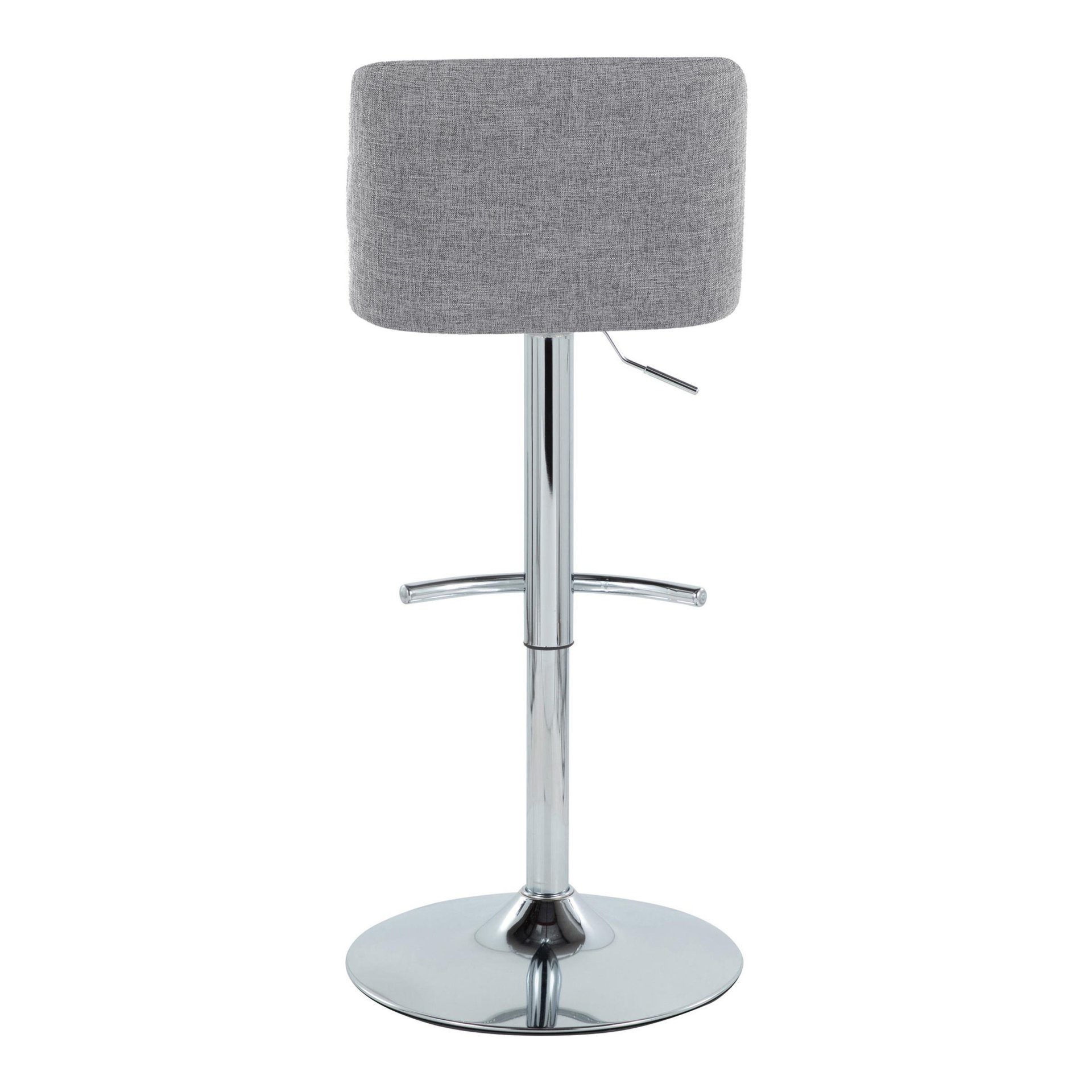 Toriano - Contemporary Adjustable Barstool With Swivel With Rounded T Footrest (Set of 2) - Gray / Chrome - Image 5