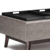 Owen - Tray Top Small Coffee Table Storage Ottoman - Distressed Gray - Image 3