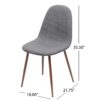 Mid Century Dining Chair (Set of 2) With Fabric Upholstery, Dark Walnut Metal Legs - Light Gray - Image 3