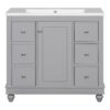 Contemporary Bathroom Vanity Cabinet, 4 Drawers & 1 Cabinet Door, Multipurpose Storage, Resin Integrated Sink, Adjustable Shelves, Solid Wood Frame With MDF - Gray - Image 11