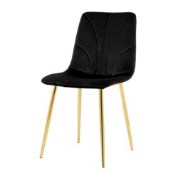 Modern Light Luxury Dining Chair With Gold Metal Legs (Set of 4) - Black