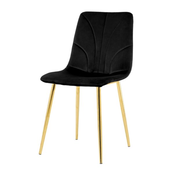 Modern Light Luxury Dining Chair With Gold Metal Legs (Set of 4) - Black