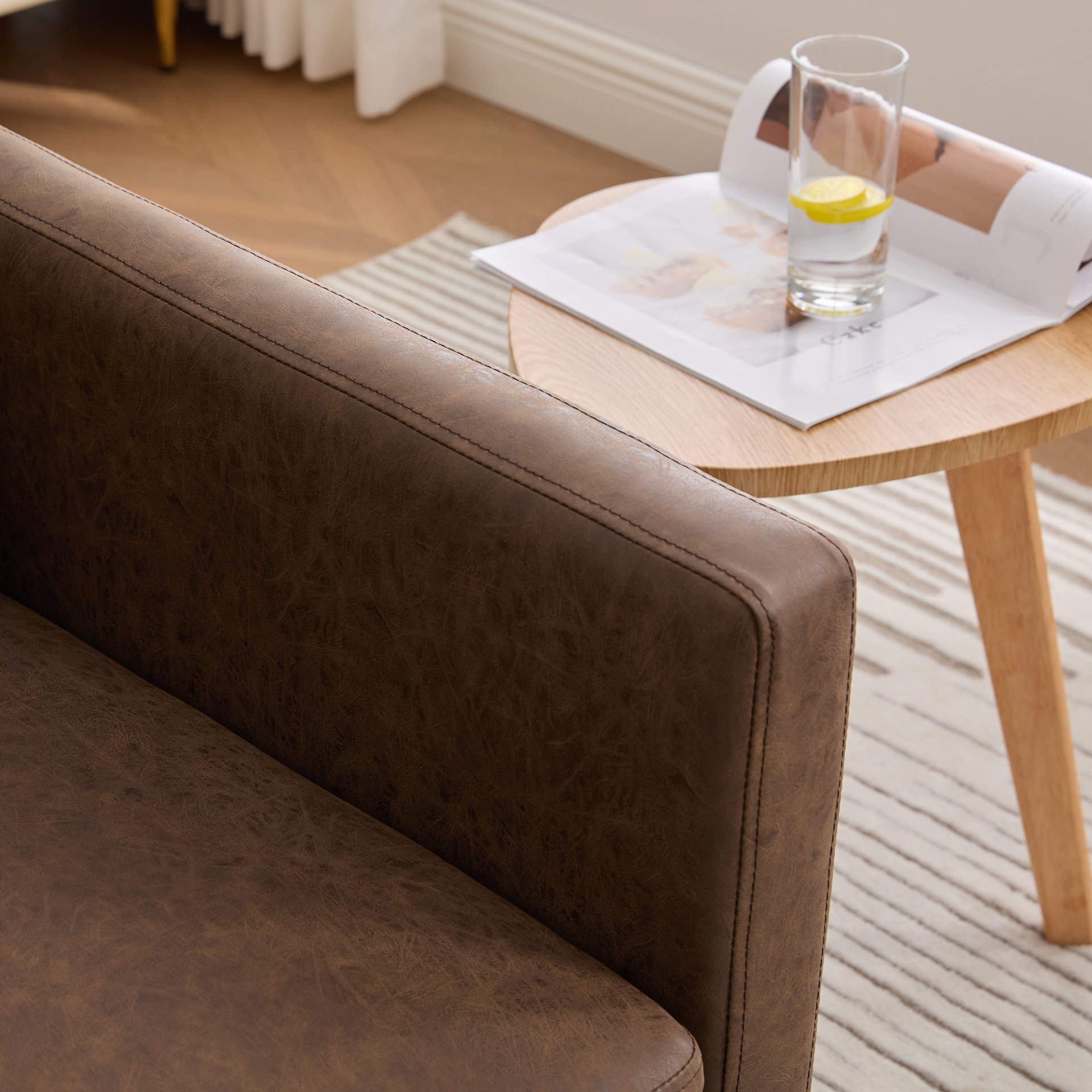 Modern 360 Degree Swivel Accent Chair CoffeeUpholstery - Coffee - Image 13