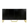 Modern Sideboard With Four Doors, Metal Handles & Legs And Adjustable Shelves Kitchen Cabinet - Black - Image 10
