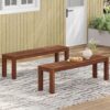 Acacia Wood Outdoor Bench With Beautiful Slat Paneling - Dark Brown - Image 8