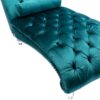 Velvet Chaise Lounge Indoor, Button Tufted Upholstered Chaise Lounge Chair With Pillow - Teal - Image 15