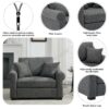 Modern Chenille Oversized Armchair, Chair And A Half, Single Sofa For Bedroom, Living Room, Wide - Gray - Image 5