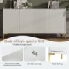 Multi Functional Storage Cabinet, 4 Door Sideboard With Unique Texture, Adjustable Shelves - White - Image 5