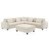 U Shaped Sectional Sofa 6 Seat Couch Set With Oversized Ottoman, Hidden Armrest Storage And Cup Holders USB Charging Ports Wide Seat Sofa - Off White - Image 3