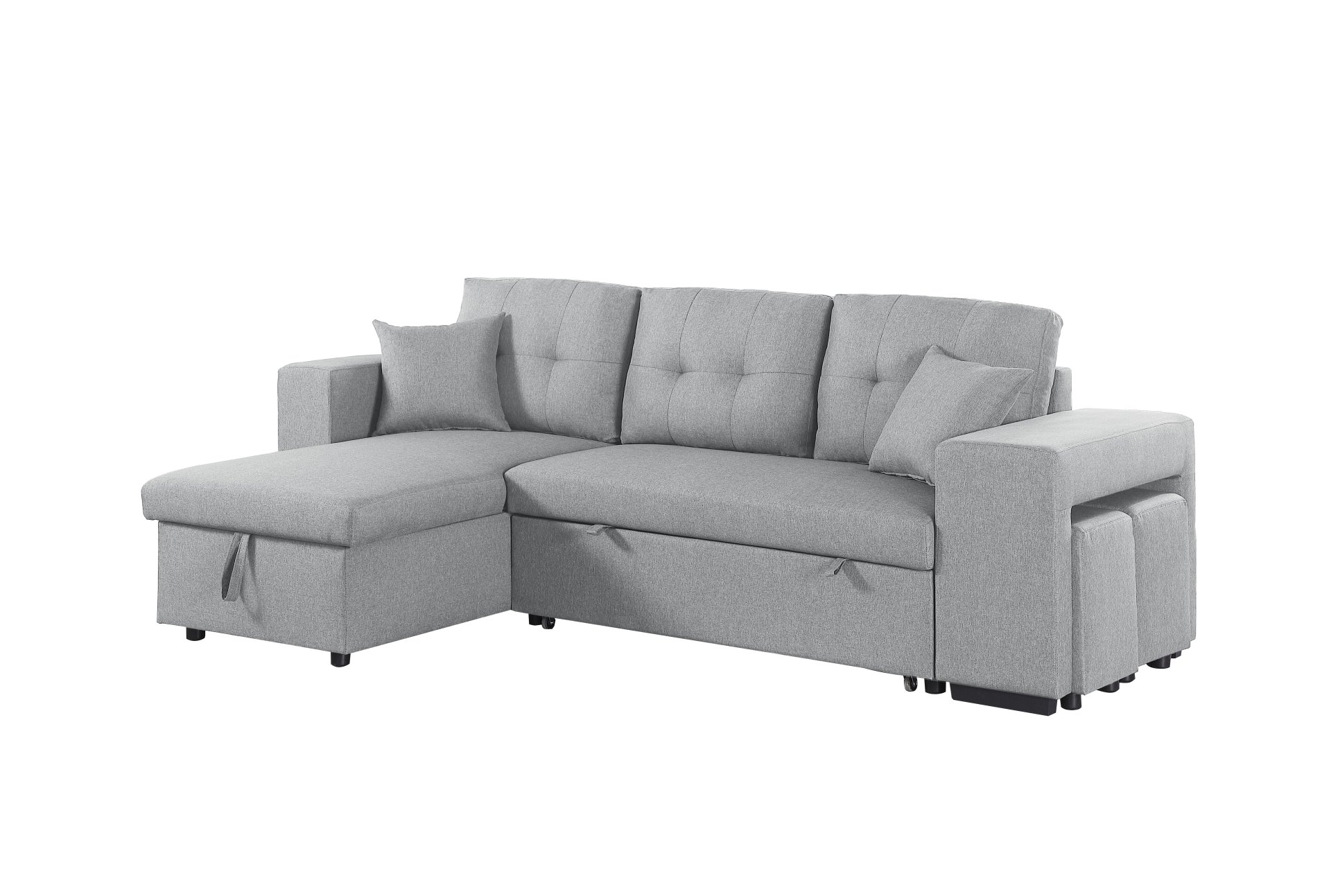 Daniel - Upholstered Reversible Sectional With Pull Out Loveseat - Light Gray - Image 9