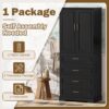 Bathroom Cabinet With 3 Drawers, Adjustable Shelf, Panels, Steel Handles, Soft Close Doors - Black - Image 10