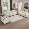 Comfortable Oversized 3 Piece Sofa Set With Single 2 Seater 3 Seater Sofas Corduroy - Beige - Image 18