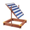 Kids Sandbox With Cover, Sand Box With Adjustable Canopy, Large Outdoor Cedar Sandpit For Backyard Play - Reddish Brown - Image 18