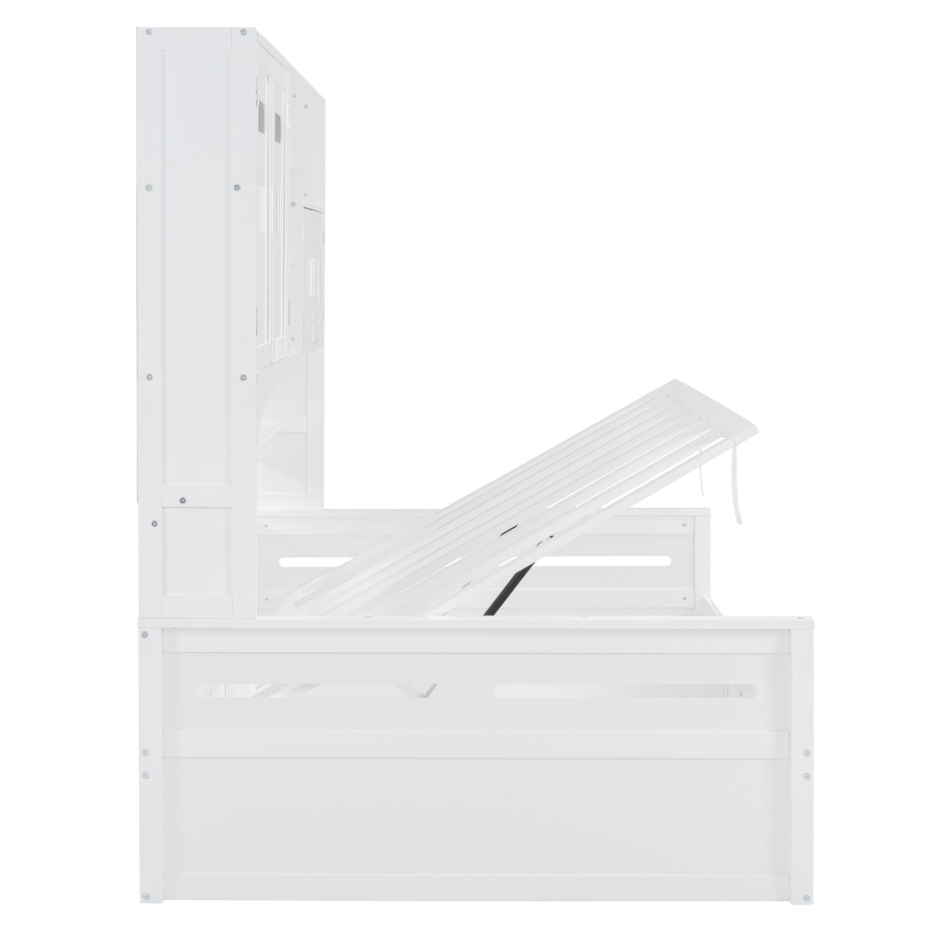 Full Size Wooden Daybed With Hydraulic Bed And All In One Cabinet And Shelf - White - Image 8