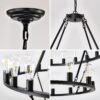 Extra Large Wagon Wheel Chandelier, 2 Tier 36 Lights (No Include) Farmhouse Industrial Round High Ceiling Pendant Light Adjustable Chain, For Dining Room, Living Room, Kitchen - Black - Image 11