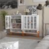 Modern Minimalist Double Door Shoe Cabinet With Adjustable Mesh Doors - White - Image 4