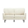 Mid Century Modern Loveseat Sofa With USB, Removable Pillow Cover - Beige - Image 16