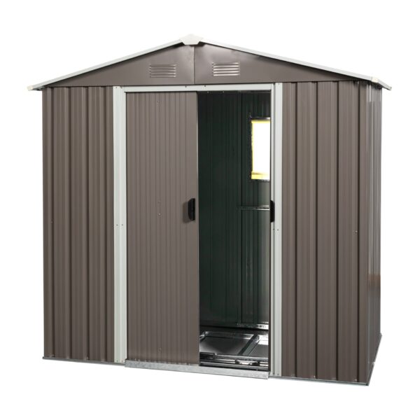 8Ft x 4Ft Outdoor Metal Storage Shed With Window - Gray