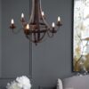 6 Light Metal Chandelier, Hanging Light Fixture With Adjustable Chain For Kitchen, Bulb Not Included - Black - Image 6