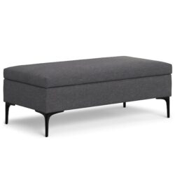 Rebecca - Multifunctional Large Coffee Table Storage Ottoman With Lift Up Lid - Gray