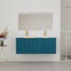 Contemporary Wall Mounted Bathroom Vanity With Resin Double Sink - Lake Blue - Image 3